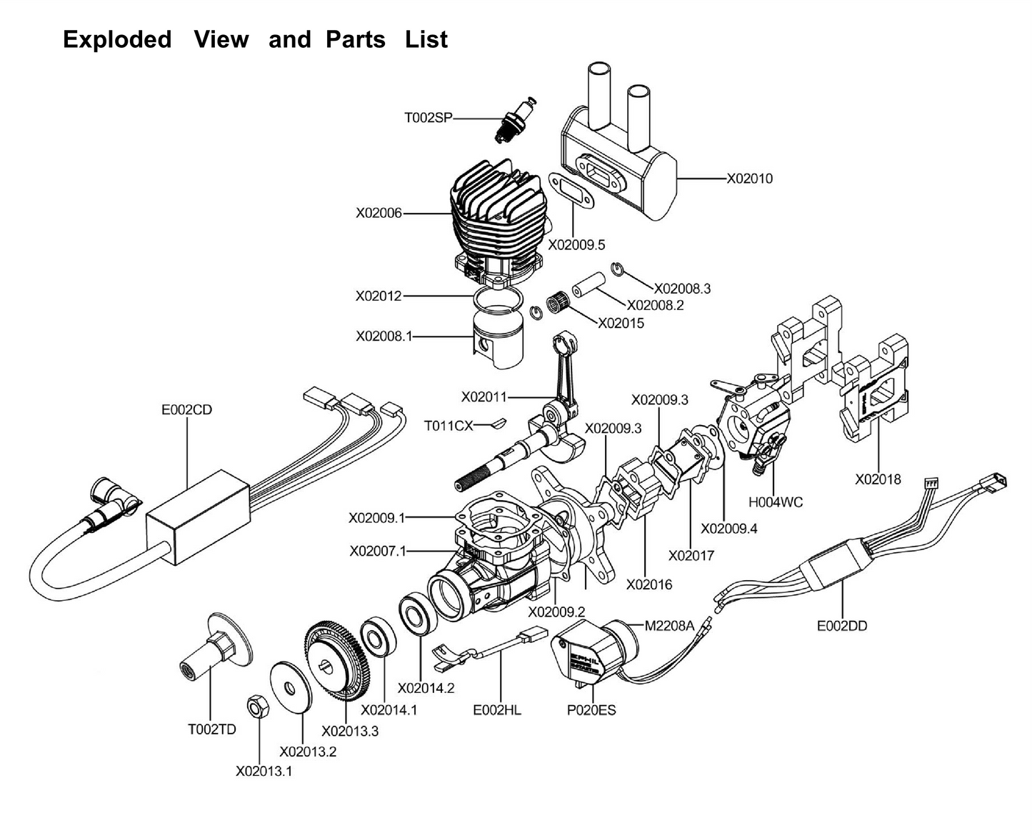 EPHIL X-Series 20cc-R Pro Gasoline Engine w/ E-Starter; Spark Plug & Electronic Ignition