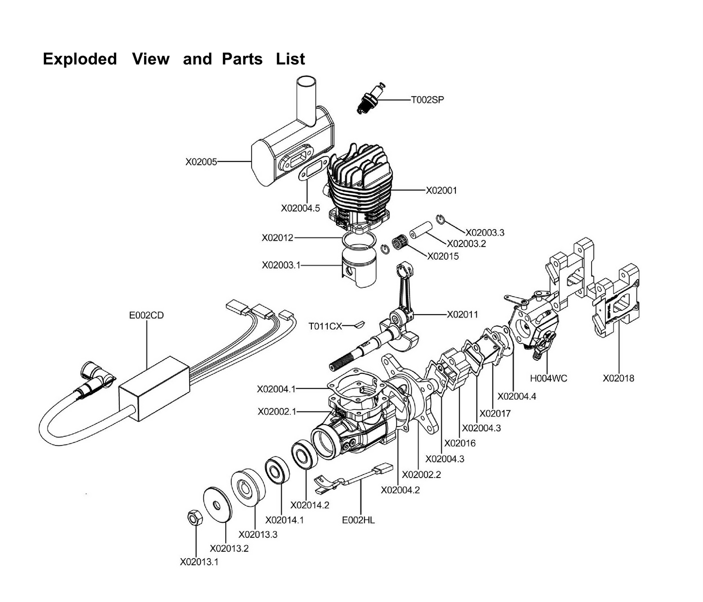 EPHIL X-Series 20cc-S Gasoline Engine w/ Spark Plug & Electronic Ignition