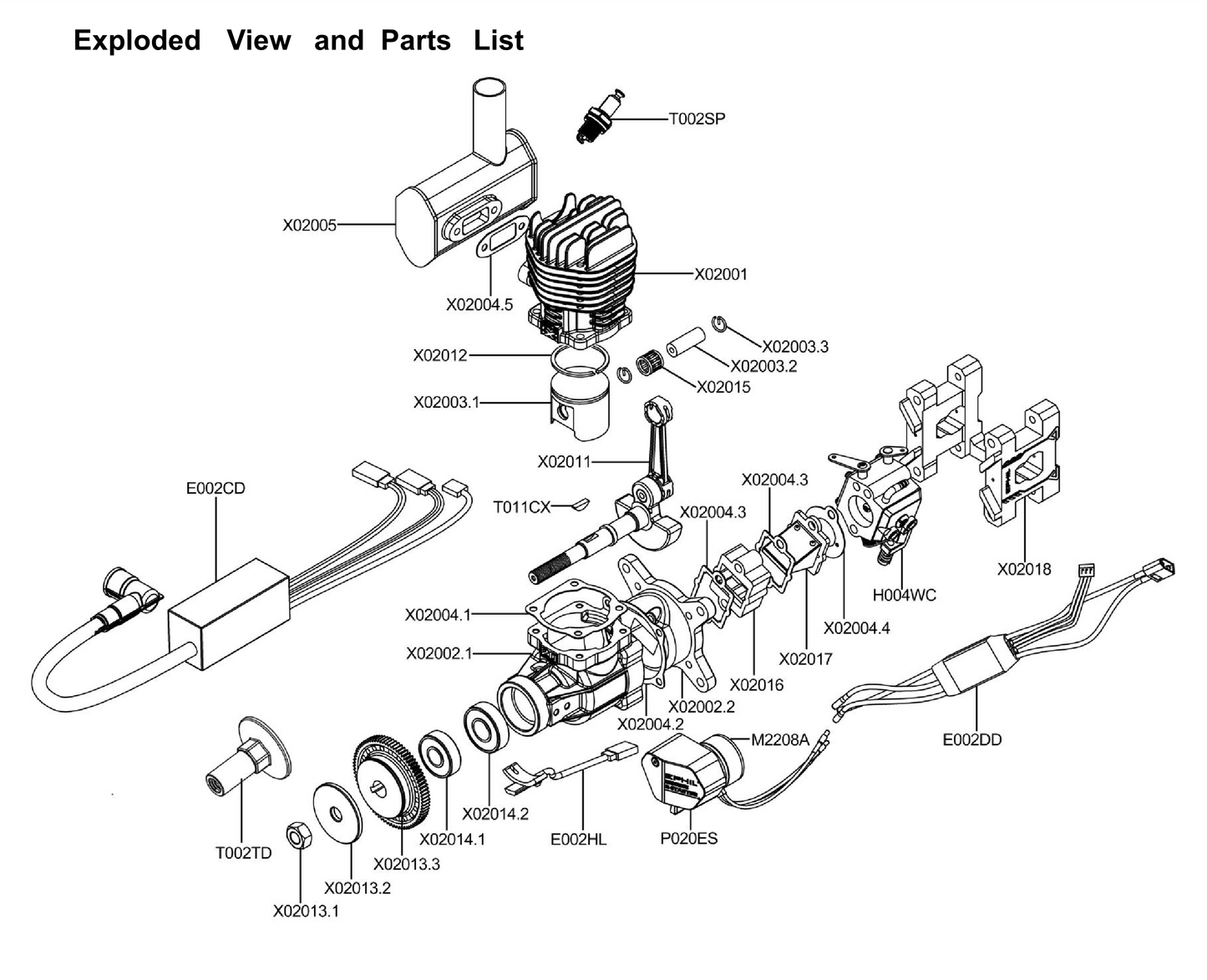 EPHIL X-Series 20cc-S Pro Gasoline Engine w/ E-Starter; Spark Plug & Electronic Ignition