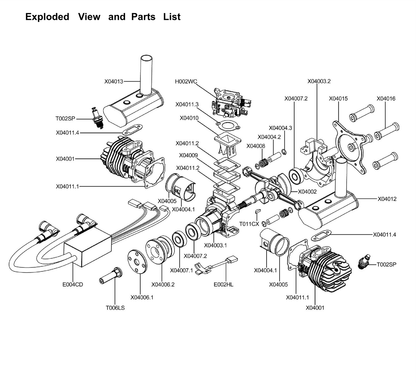 EPHIL X-Series 40cc-T Gasoline Engine w/ Spark Plugs & Electronic Ignition