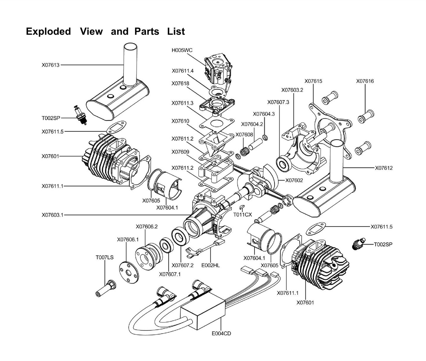 EPHIL X-Series 76cc-T Gasoline Engine w/ Spark Plugs & Electronic Ignition